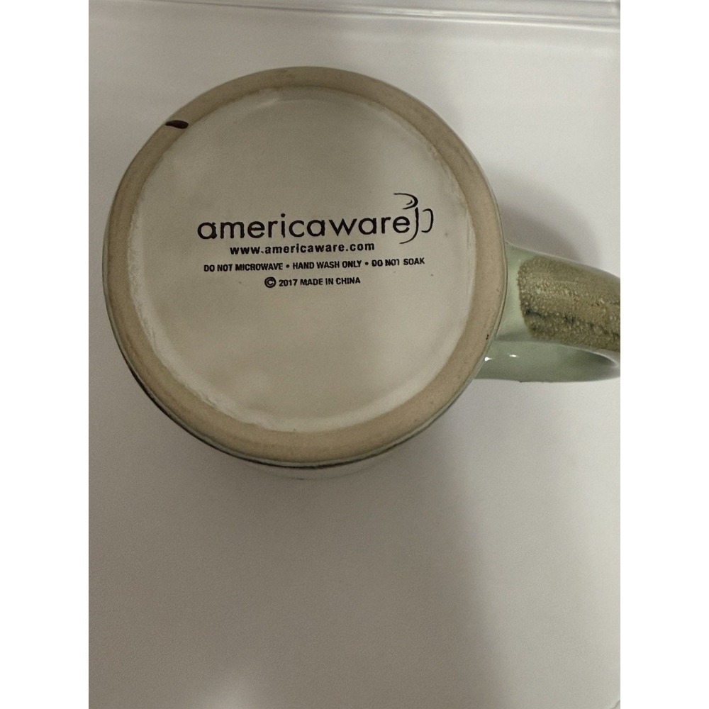 Americaware Mug Ceramic with Copper Plate TEXAS Green w/Brown Drip Glaze - Picture 7 of 9